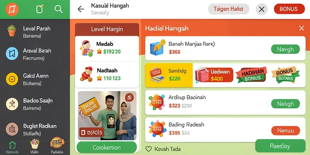 Tampilan karakter yang dapat dipilih dengan menarik.